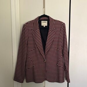 L'AGENCE Red and White Patterned Blazer